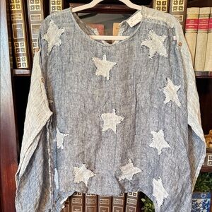Gray Star Patterned Women's Top.  New